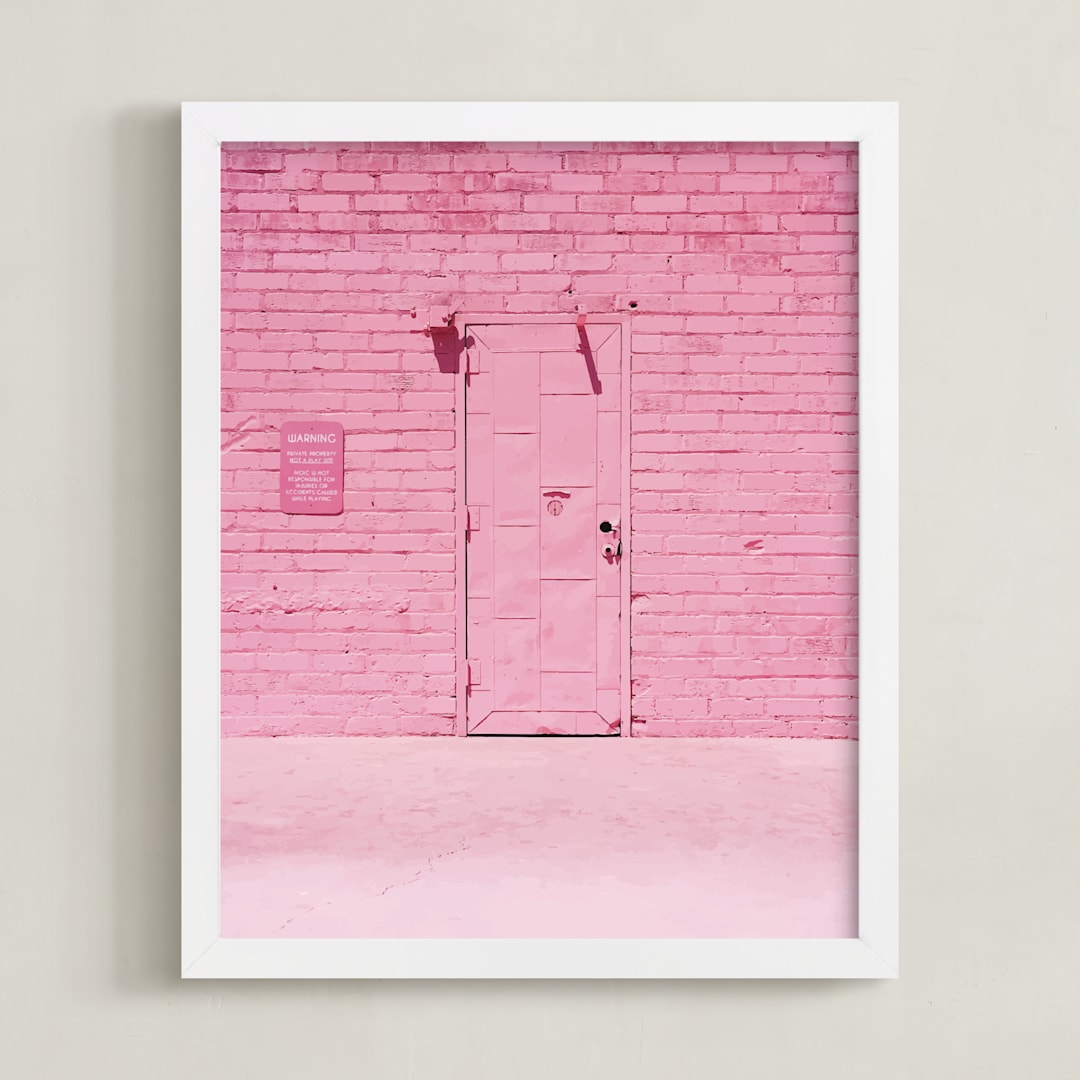 "The Pink Door" - Art Print in Pink by Jenna Gibson - Framed