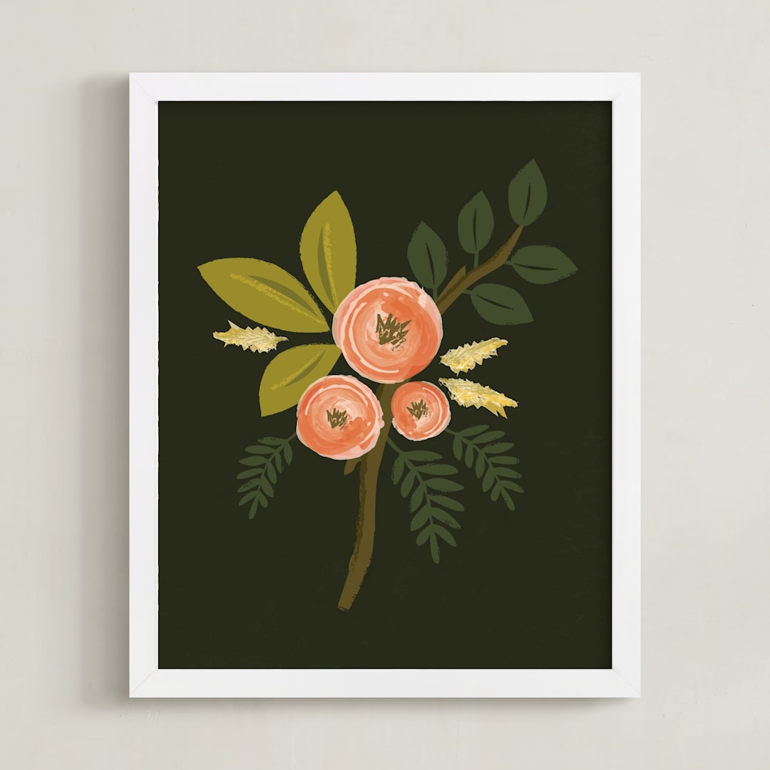 "Botanical no.1" - Art Print in Midnight by Karidy Walker - Framed