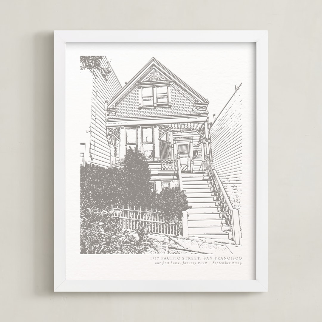 "House: Portrait Custom Letterpress Print" - Custom Letterpress Print in Warm Gray by Minted - Framed