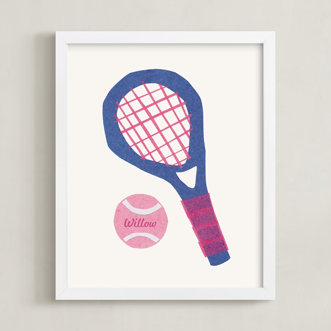 "Electric Sports 1" - Personalized Art Print in Cobalt by Carrie Moradi - Framed