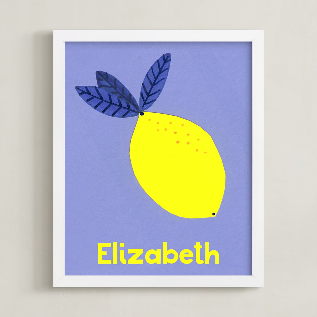 "My Fruity Family" - Personalized Art Print in Lemon by Marta Crea - Framed