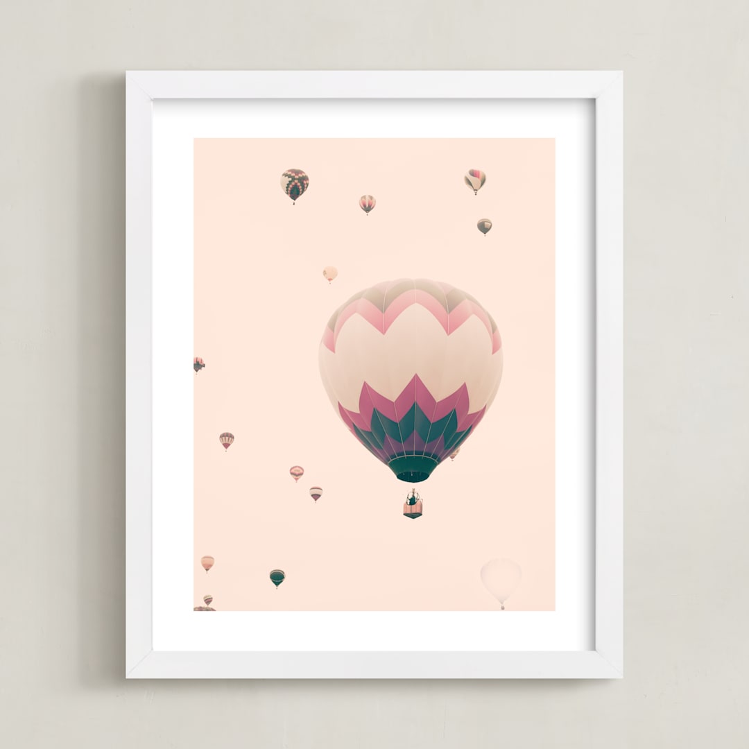 "To The Stars" - Art Print in Pale Pink by Caroline Mint - Framed