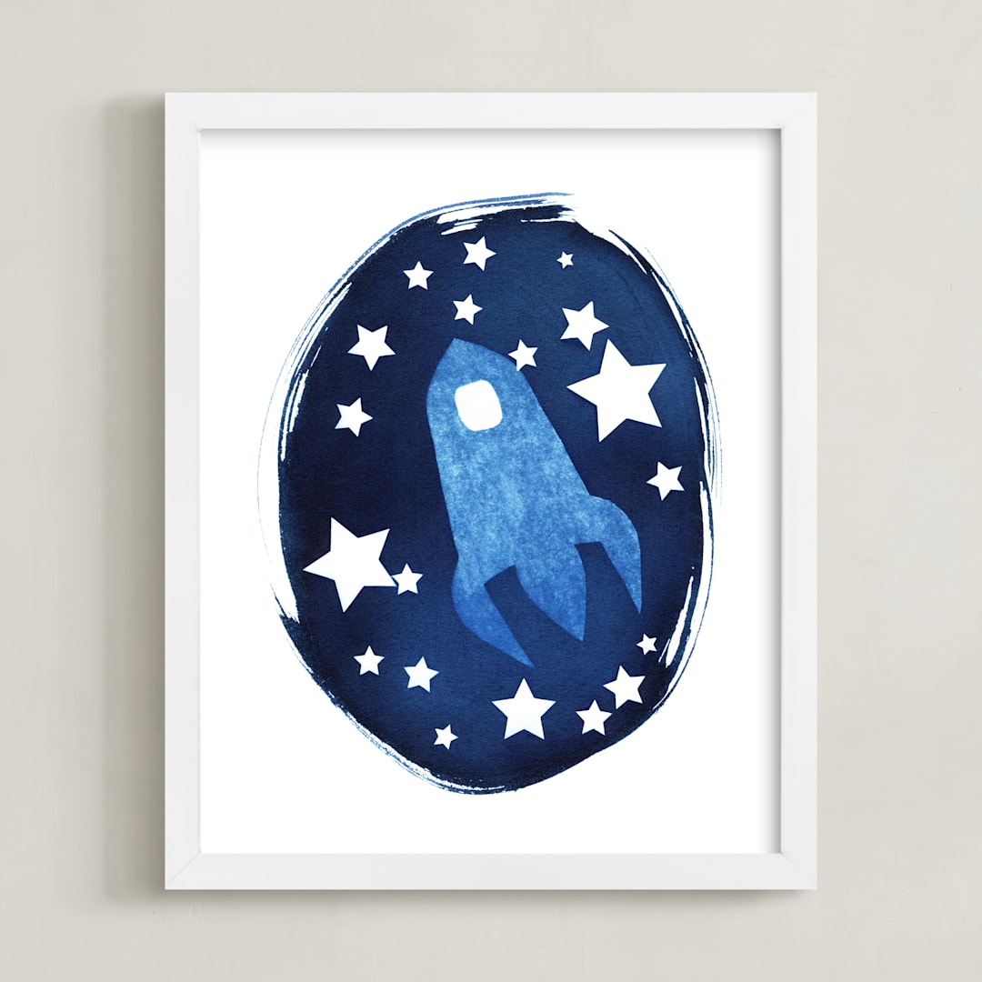"To the stars and beyond" - Art Print in Prussian Blue by raven erebus - Framed