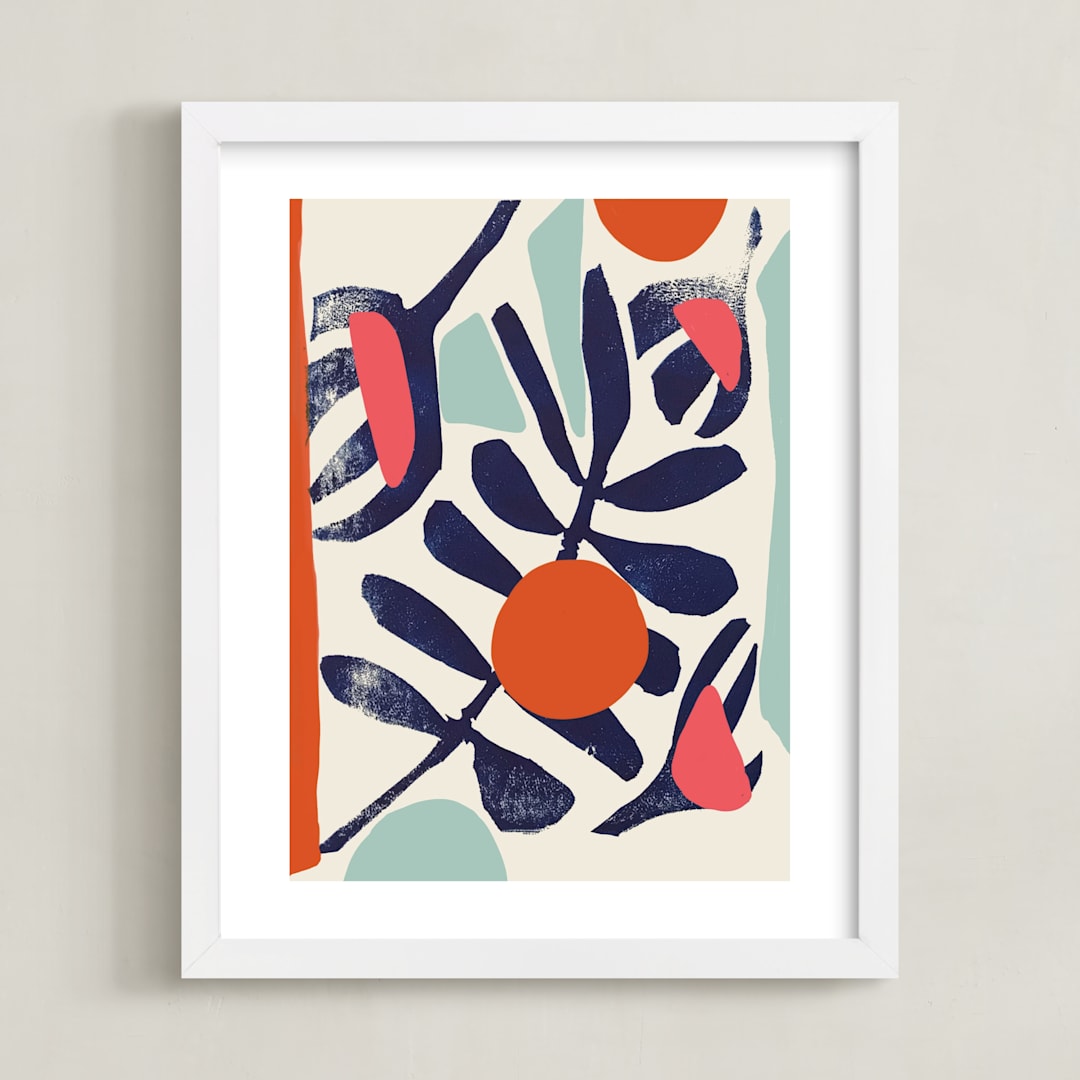 "Garden Remixed and Reimagined" - Art Print in Midnight Blue by Deborah Velasquez - Framed