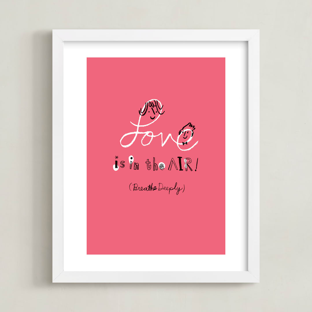 "Love is in the Air!" - Art Print in Amaranth by ERAY - Framed