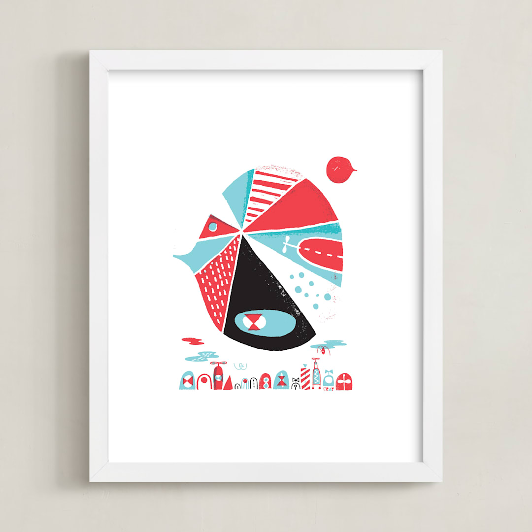 "Glink Glunk" - Art Print in Cherry by ERAY - Framed