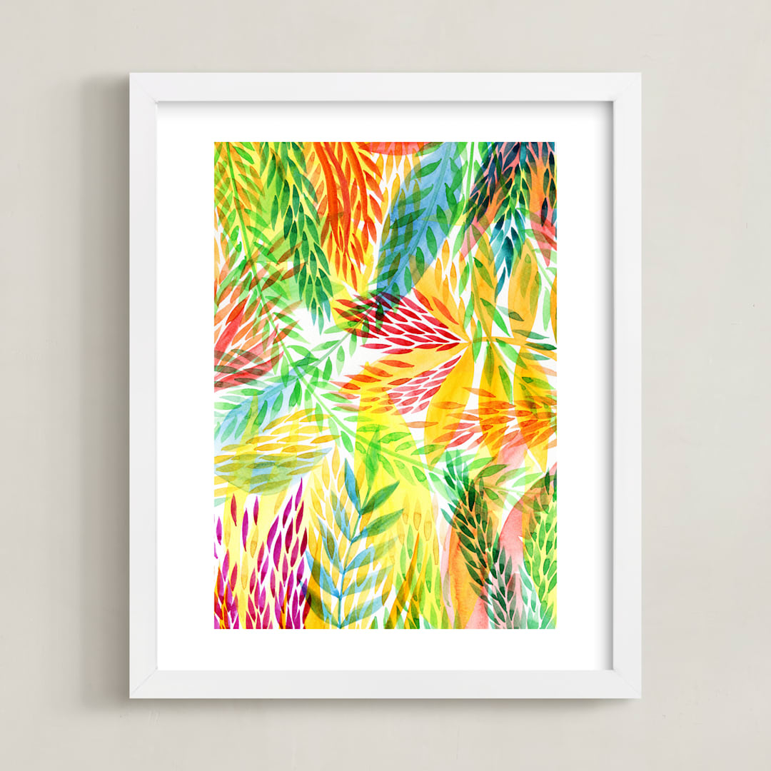 "Tropical" - Art Print in Sunny yellow by Alexandra Dzh - Framed