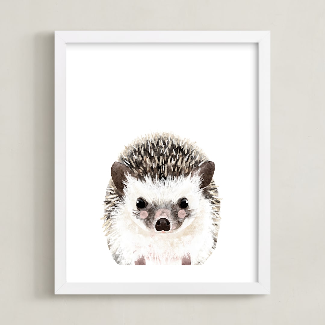 "Baby Hedgehog" - Art Print in coco by Cass Loh - Framed