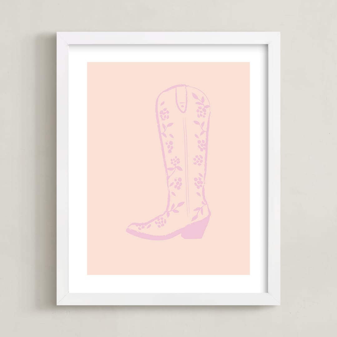 "Cowgirl I" - Art Print in Rose Petal Pink by Gwen - Framed