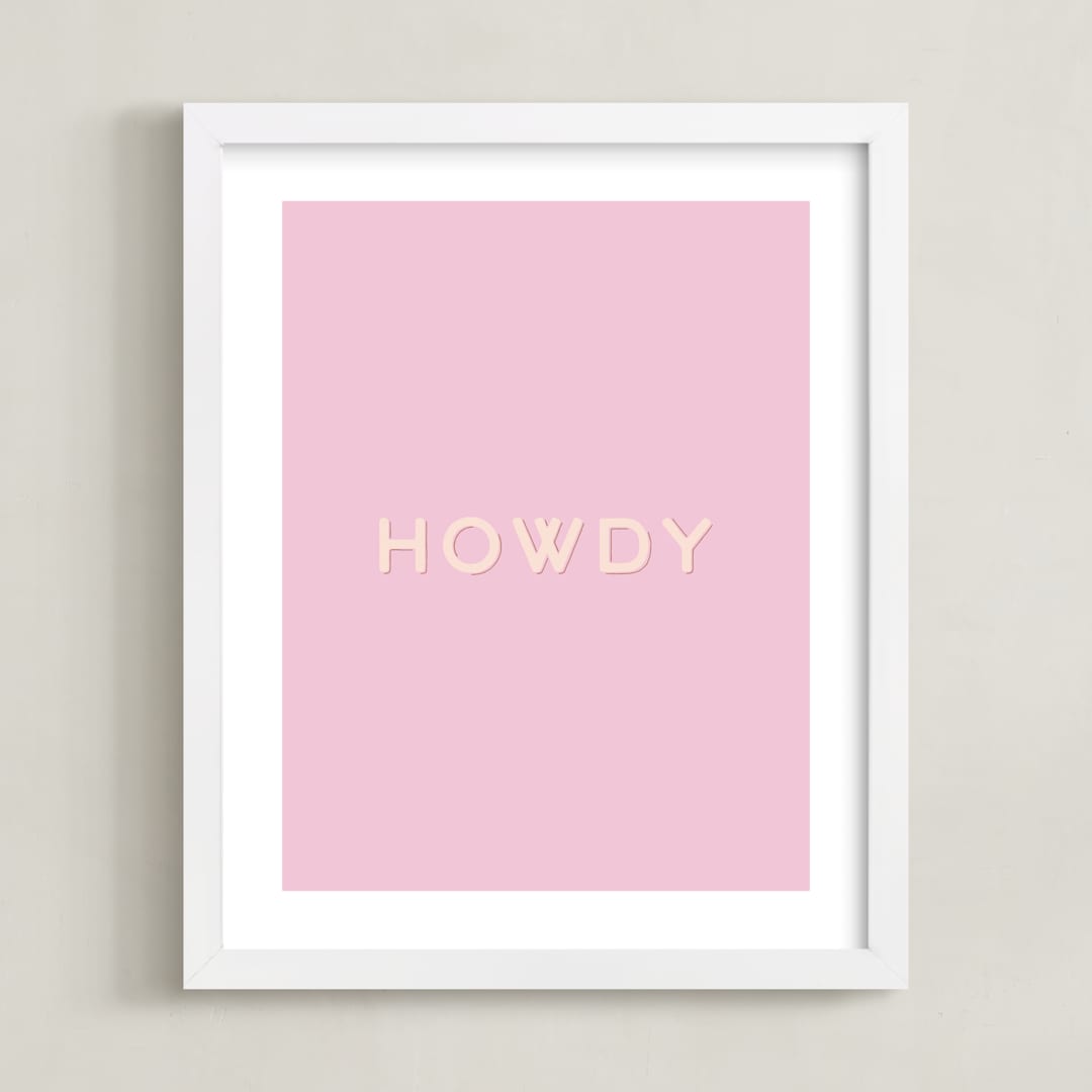 "Cowgirl II" - Art Print in Rose Petal Pink by Gwen - Framed
