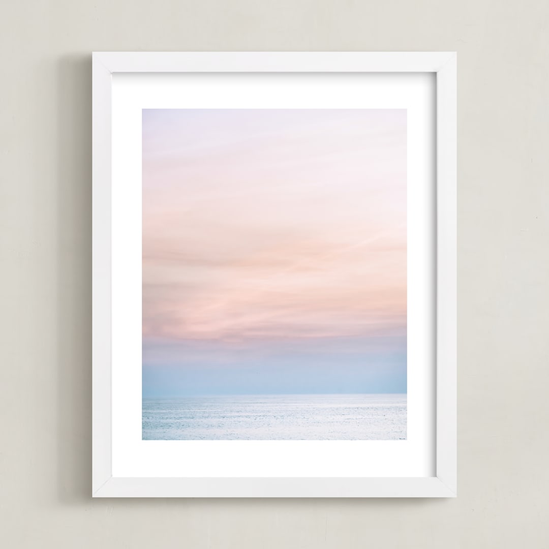"Sea Blush" - Art Print in periwinkle blush by Kamala Nahas - Framed