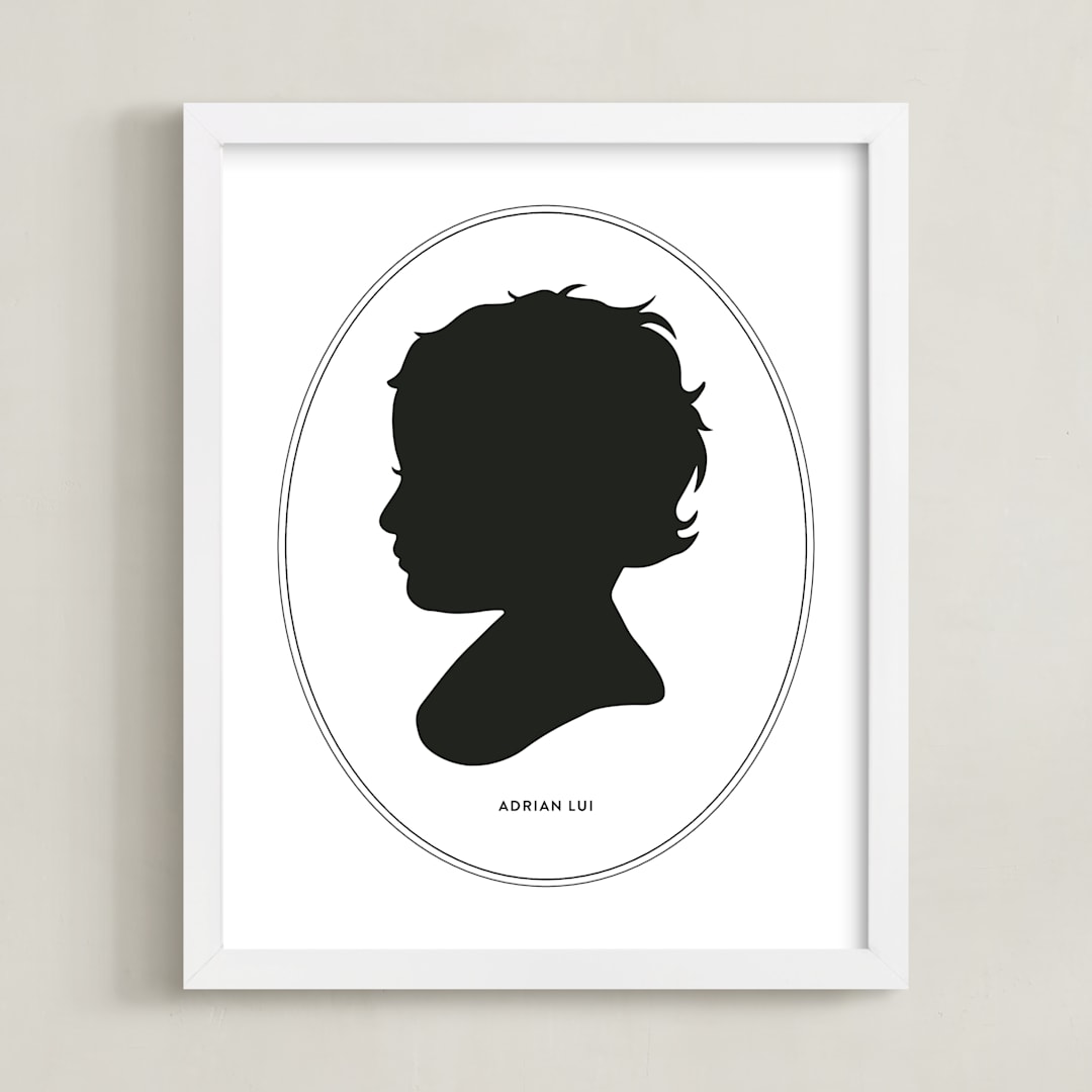 "Cameo Silhouette: Custom Print" - Custom Print in Black by Minted - Framed