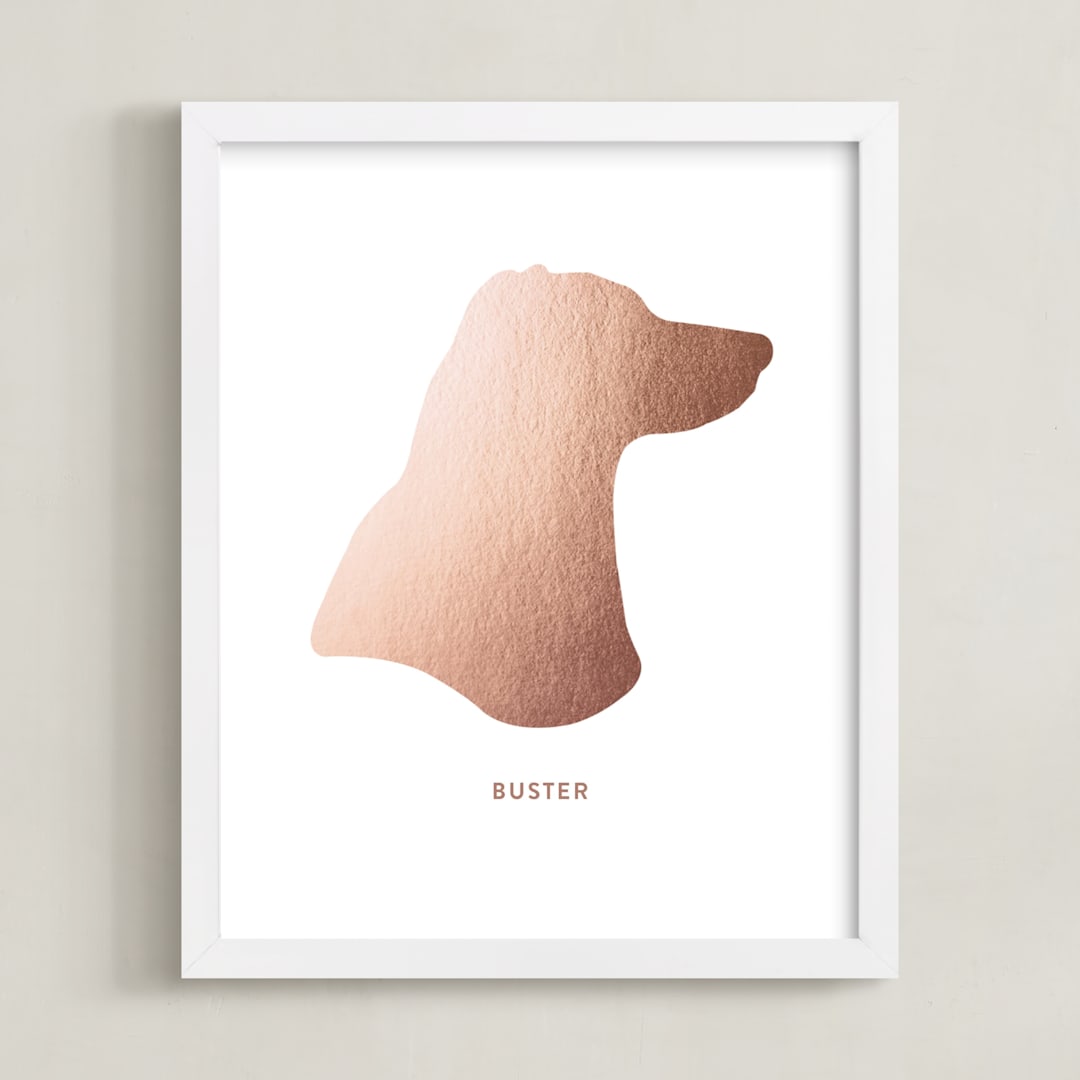 "Custom Pet Silhouette Foil Art" - Custom Foil Print in Rose Gold by Minted - Framed