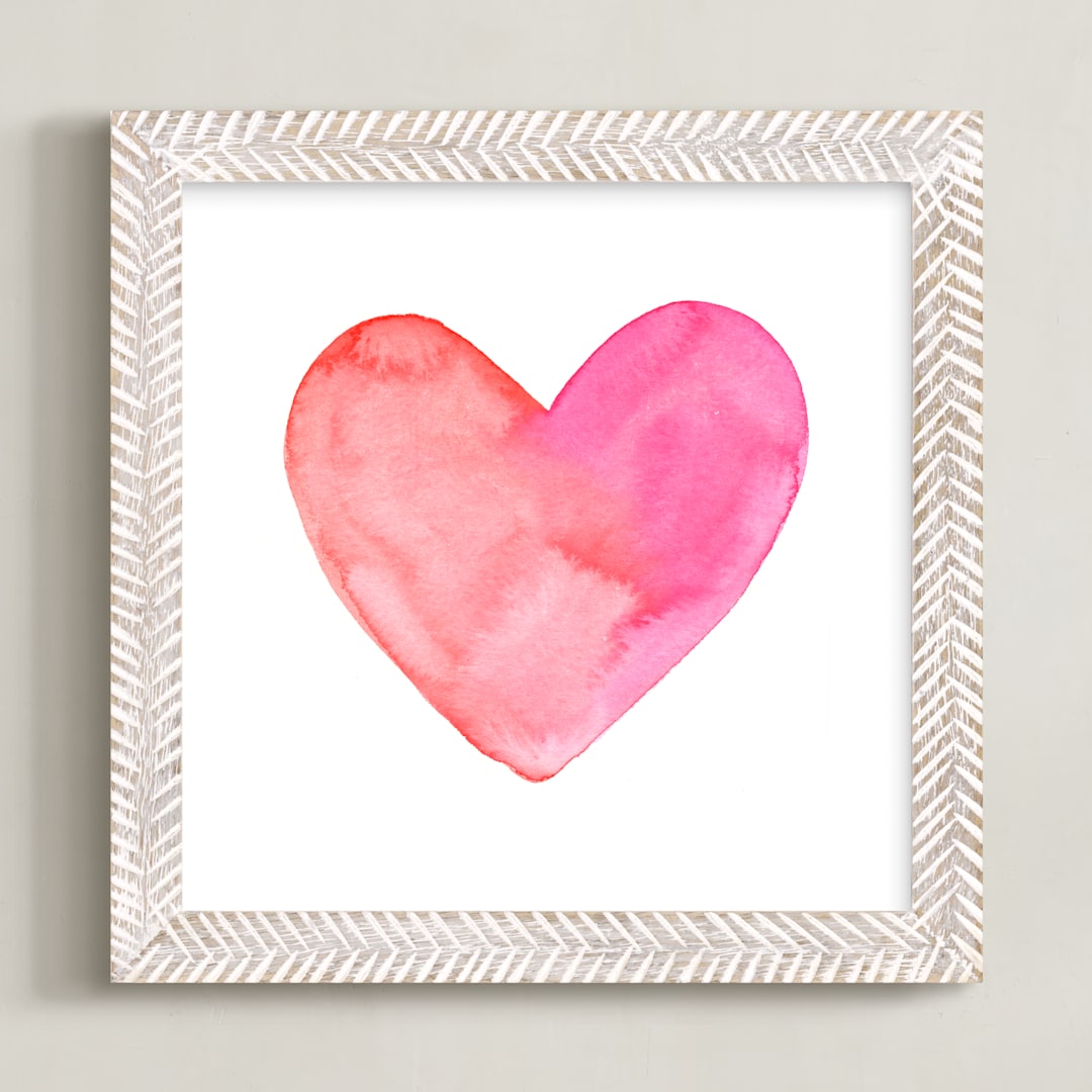 "Heart Valentine Watercolor" - Art Print in Pinky by Laura Mock - Framed