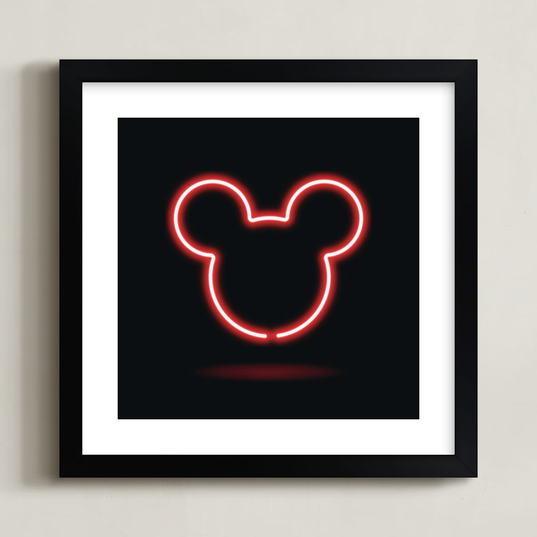 "Late Night Disney Mickey Mouse" - Art Print in Black by Kennedi Shaw - Framed