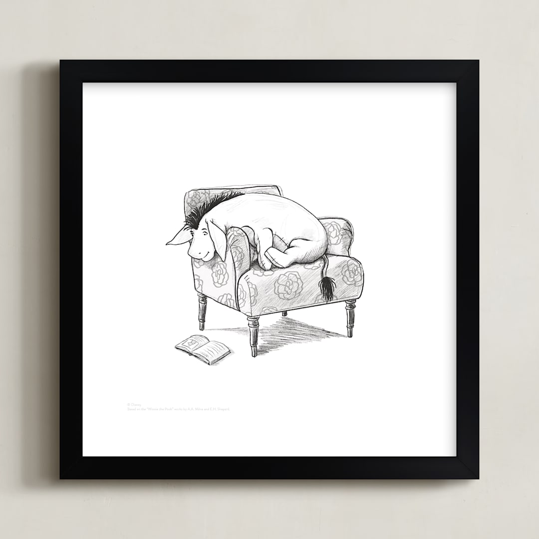 "Eeyore Lounging | Winnie The Pooh" - Art Print in White by Stefanie Lane - Framed
