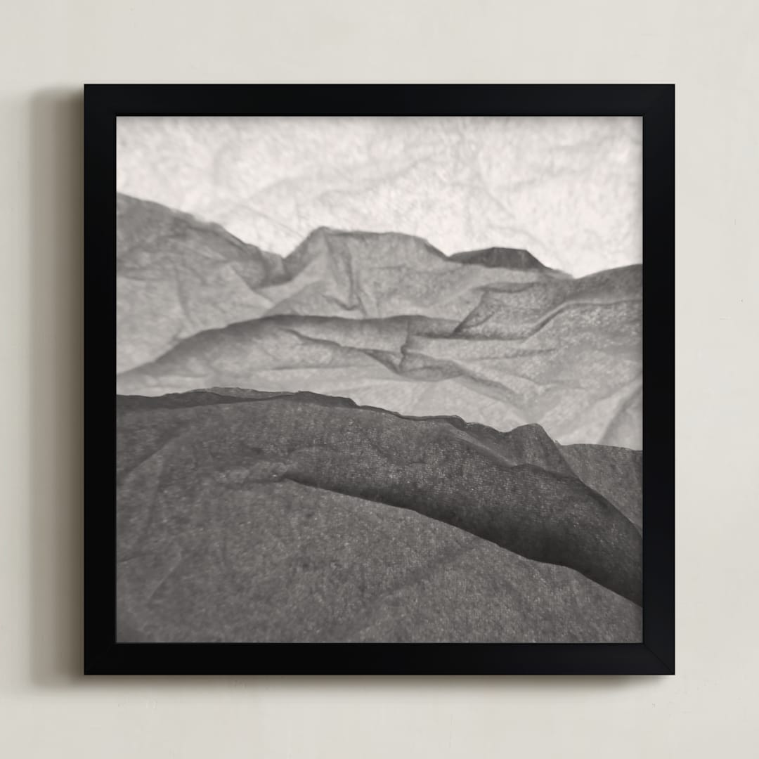 "Paper Napkin Panorama III" - Art Print in Charcoal by Shannon Kohn - Framed