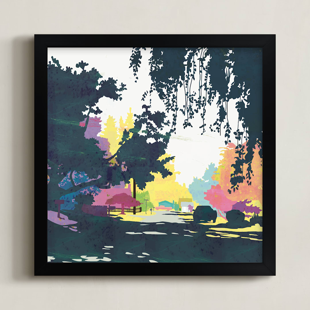 "37th Street 2" - Art Print in Grey Blue by lisa Mundorff - Framed