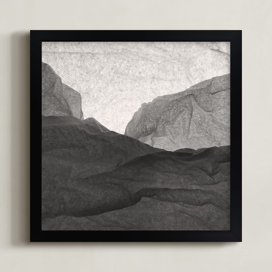 "Paper Napkin Panorama I" - Art Print in Charcoal by Shannon Kohn - Framed