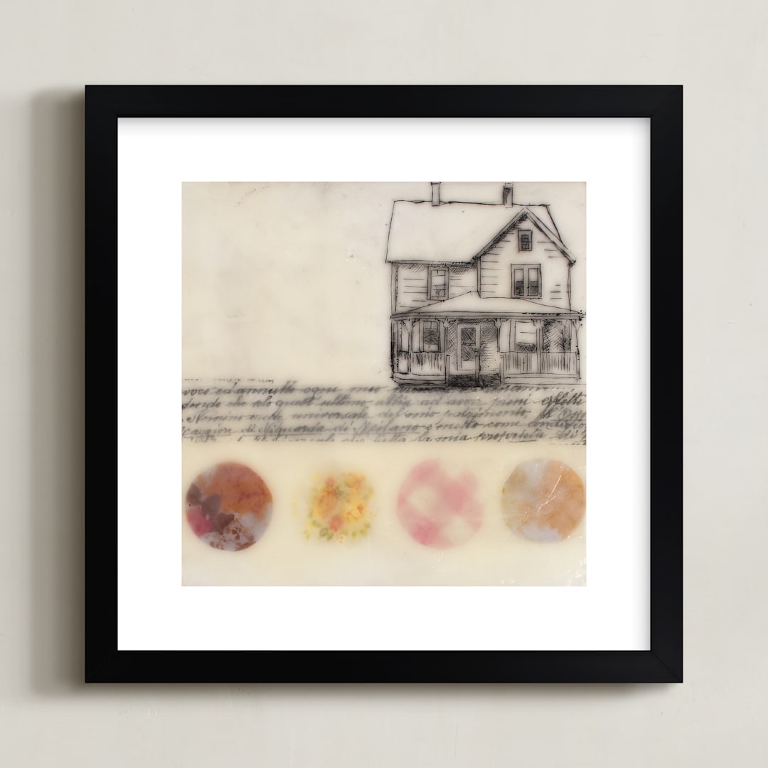"A Study of Home II" - Art Print in Charcoal Grey on Antique White by Two if by Sea Studios - Framed