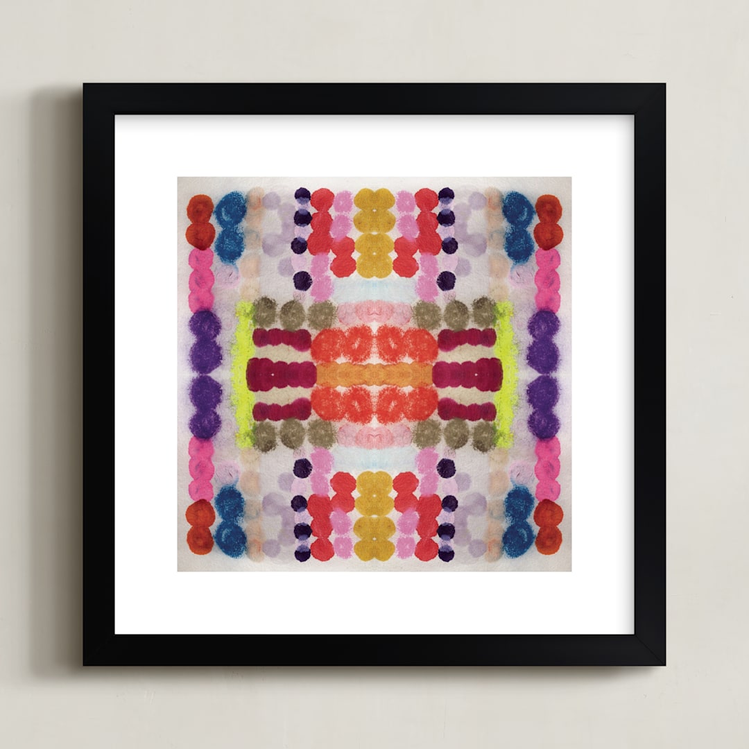 "Dippin Dot Squared No 3" - Art Print in Cobalt Blue by HAPI ART - Framed
