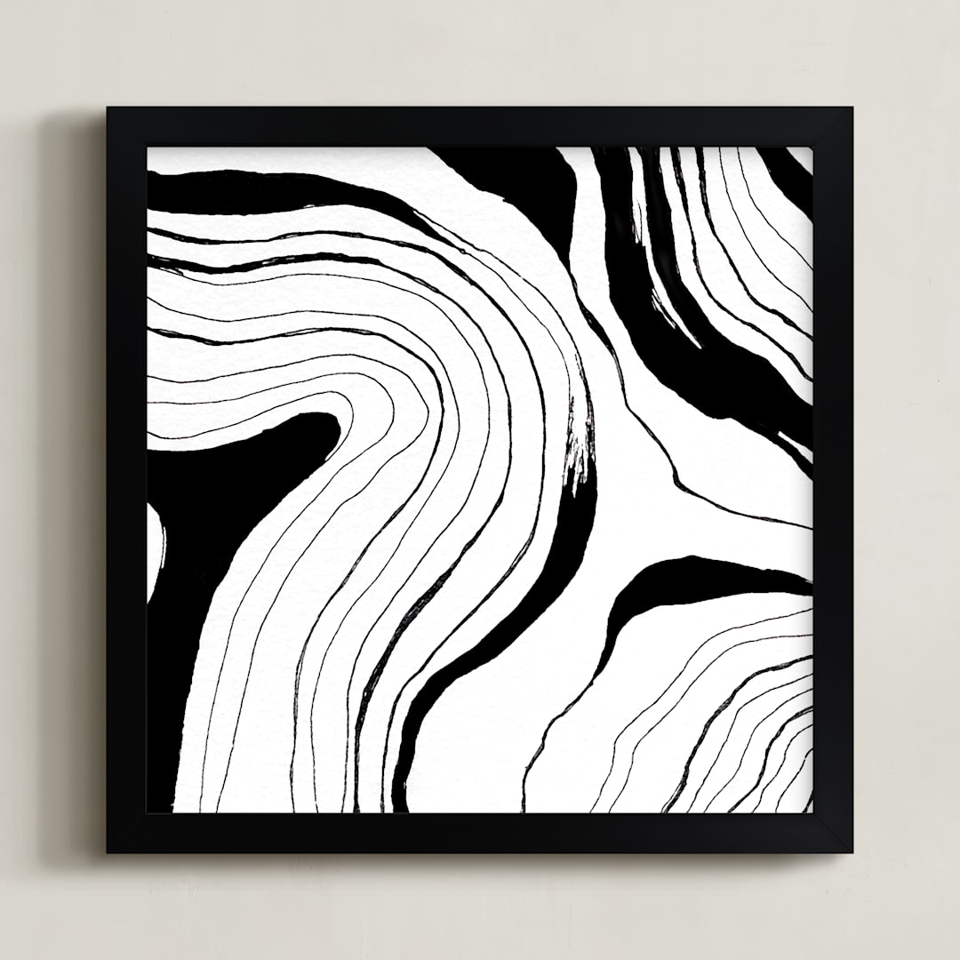 "Story Lines" - Art Print in India Ink by Hannah Lipking - Framed