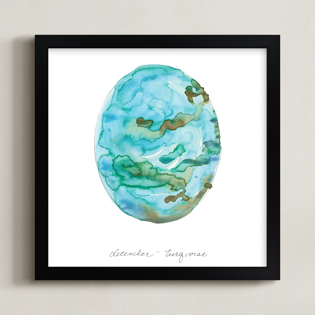 "December - Turquoise" - Art Print in Turquoise by Naomi Ernest - Framed