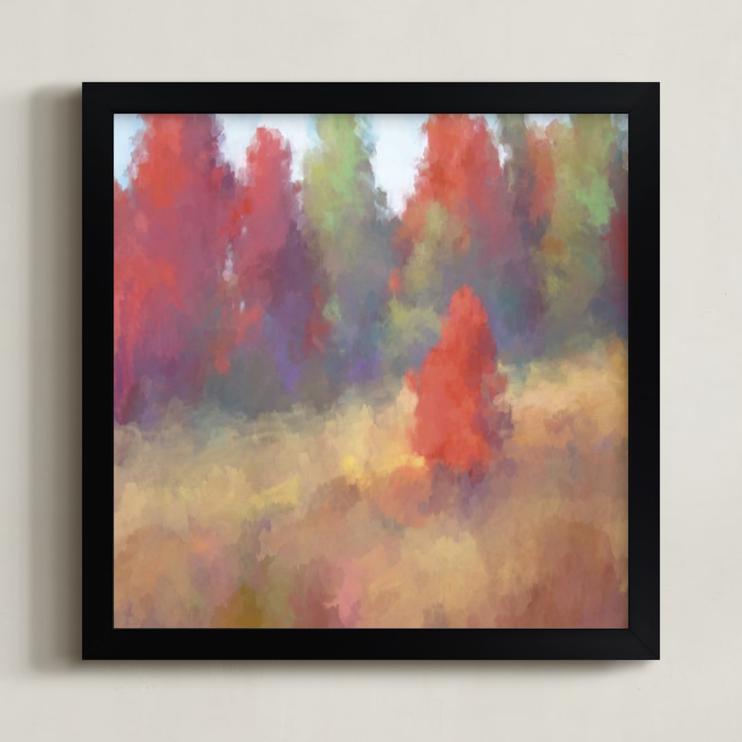 "Forest Mist" - Art Print in Autumn Gold by Amy Hall - Framed