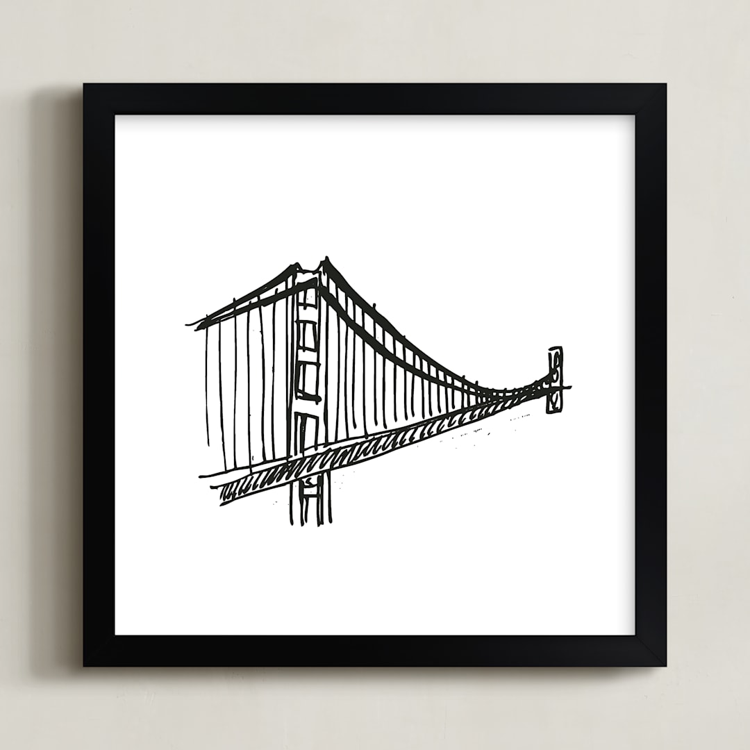 "Gracious Golden Gate Bridge" - Art Print in Black and White by Phrosné Barwood - Framed