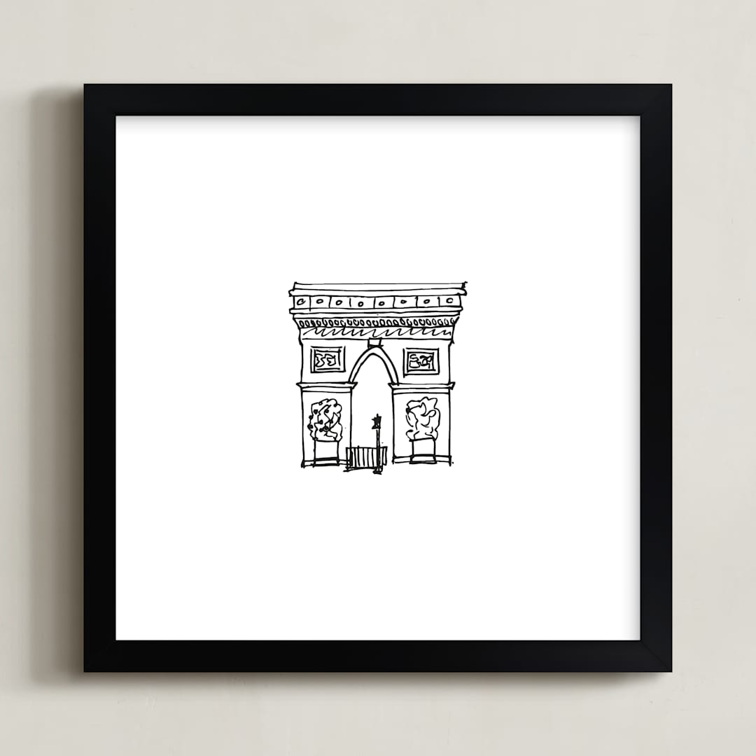 "The Arc de Triomphe Paris" - Art Print in Black and White by Phrosné Barwood - Framed