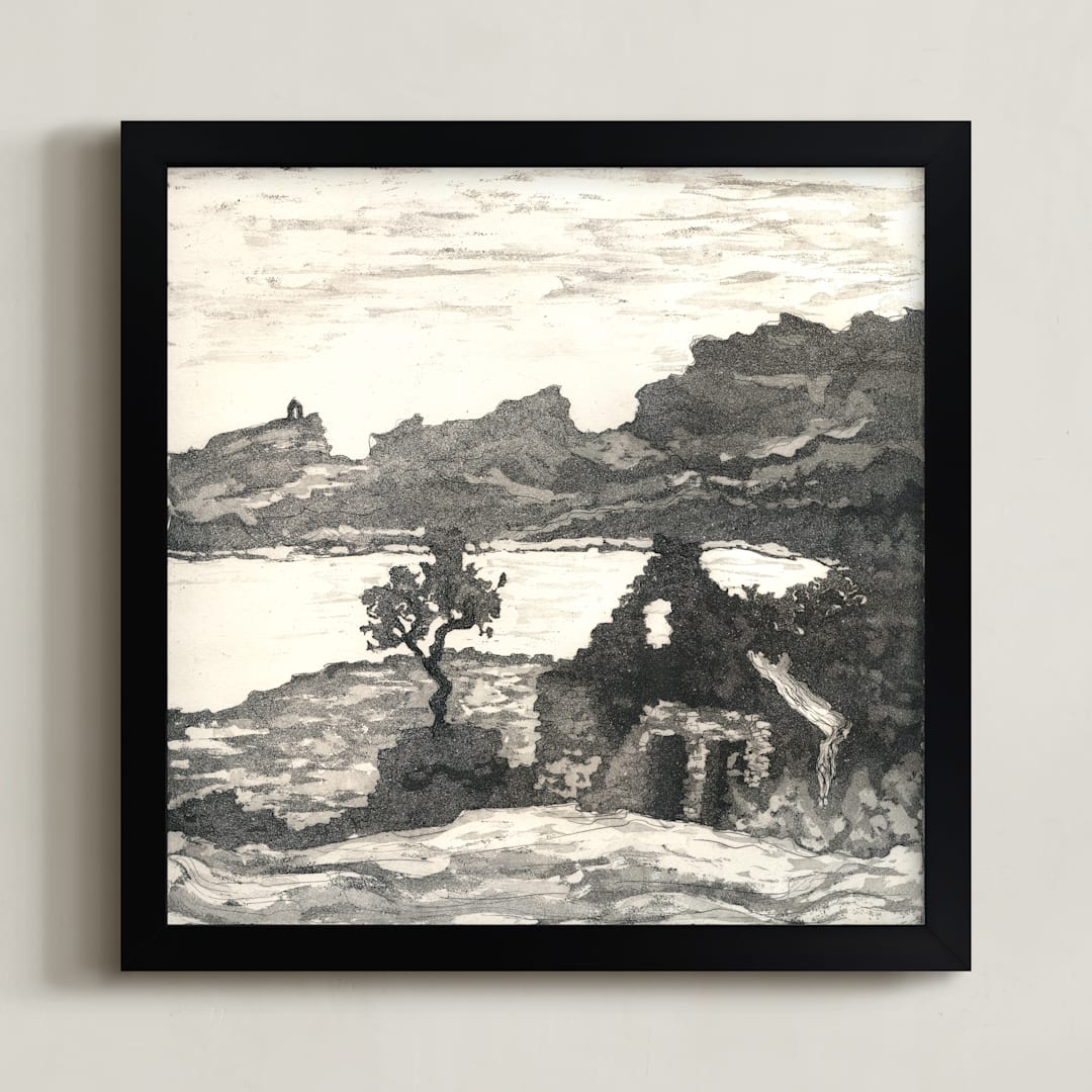 "The Melancholy of Stones" - Art Print in warm grey by Eva Marion - Framed