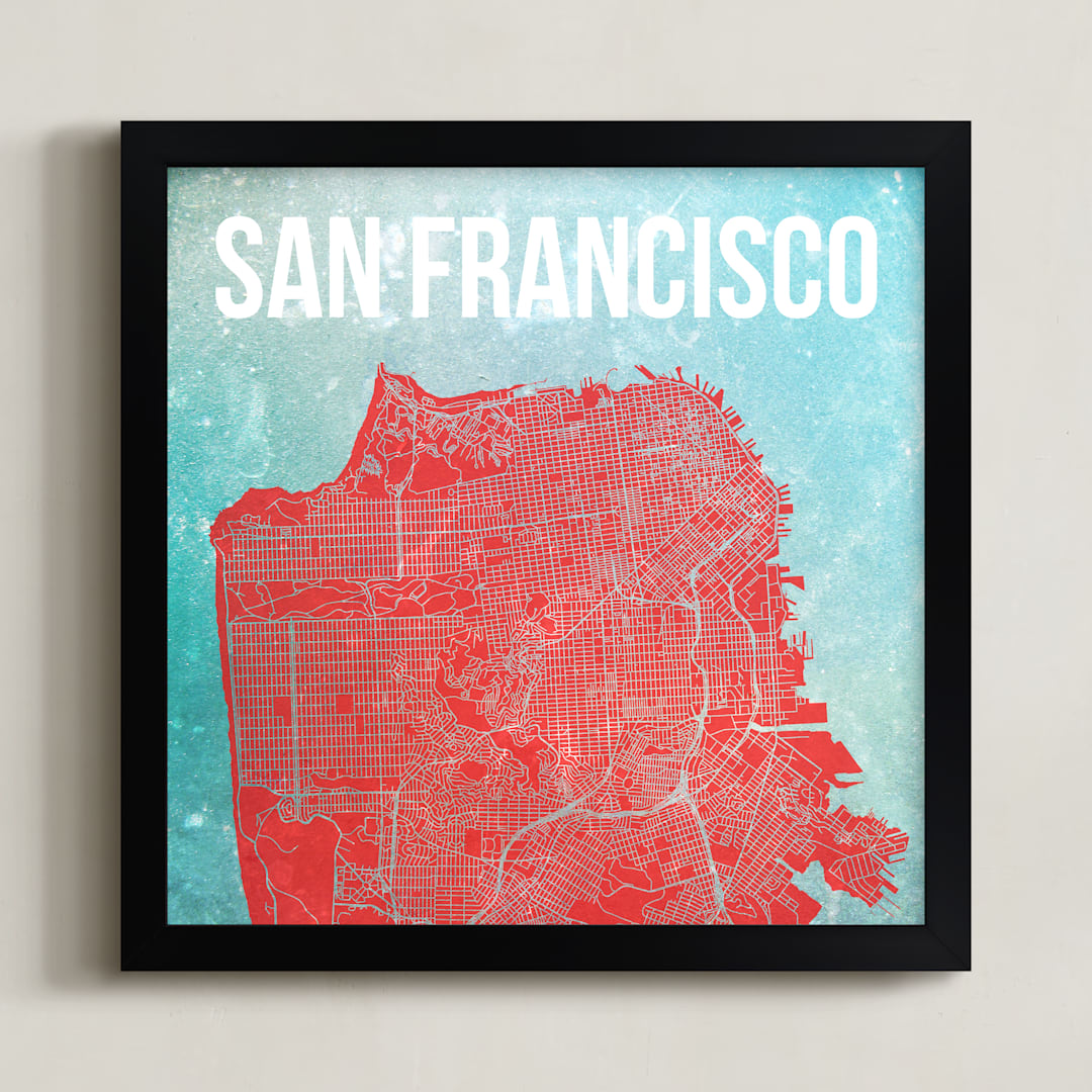 "Map of San Francisco" - Art Print in SoMa by Alex Elko Design - Framed
