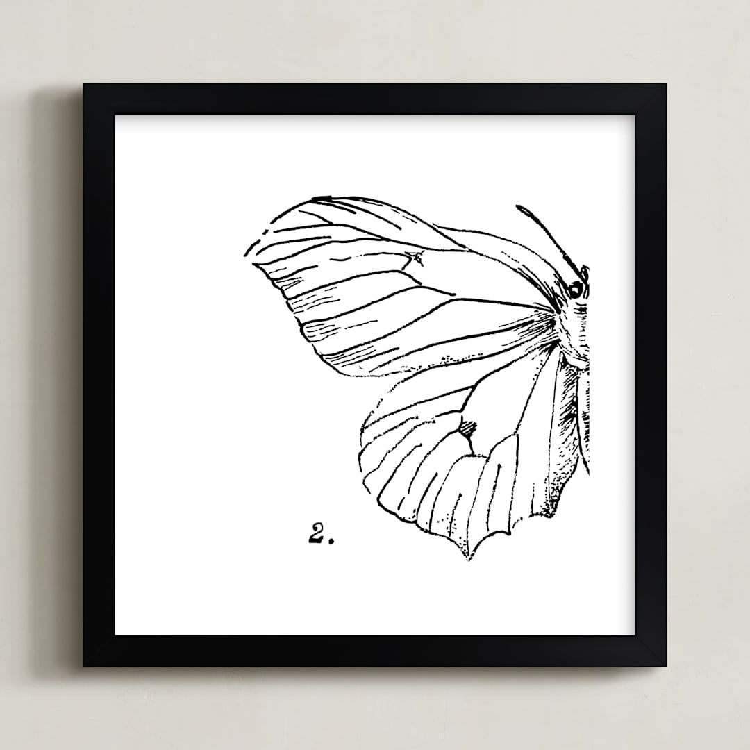 "Moth No. 2" - Art Print in Jet Black by Mere Paper - Framed
