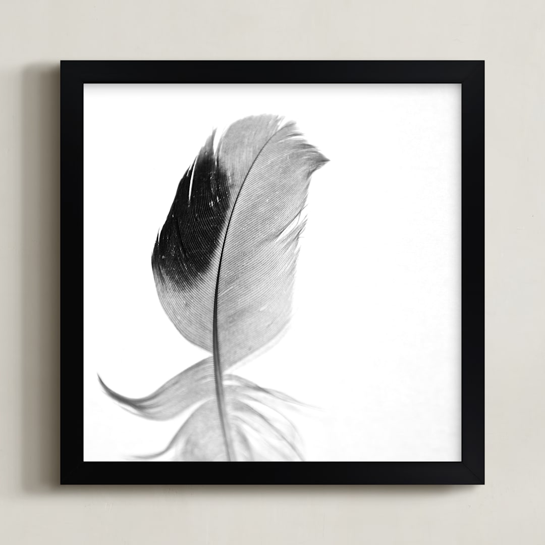 "Ruffled Feather" - Art Print in Black and White by Sarah Luna - Framed