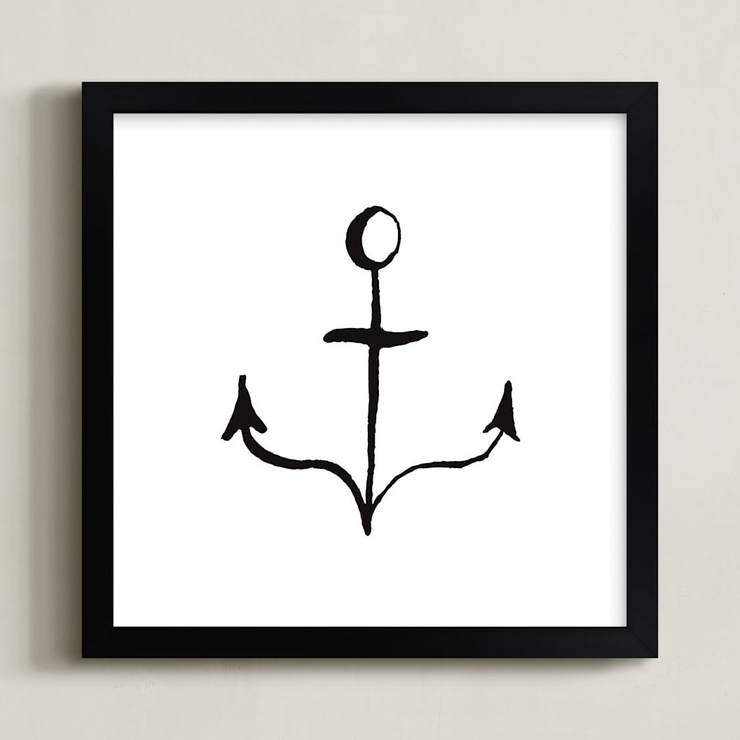 "Anchor in Ink" - Art Print in Black by Two if by Sea Studios - Framed