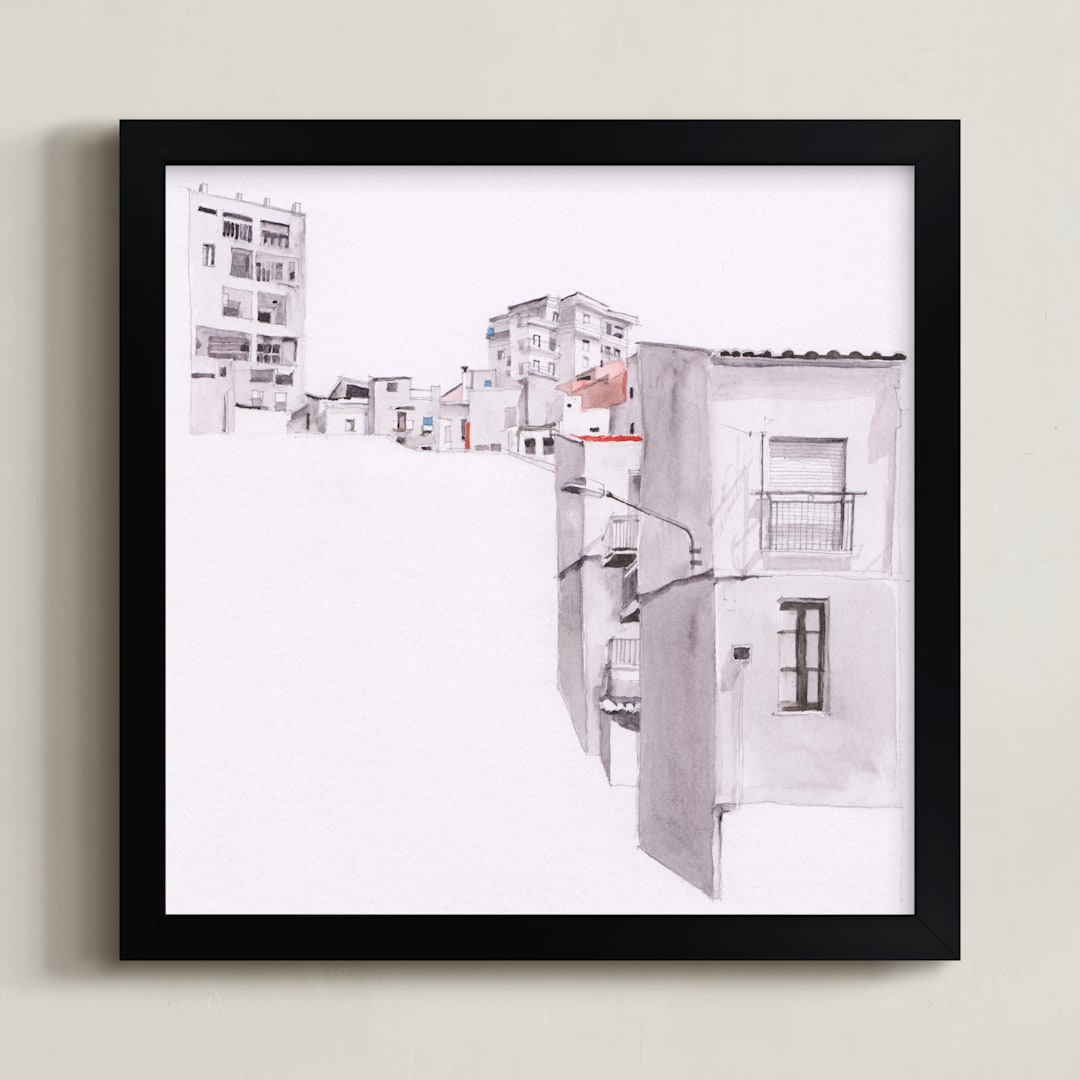 "Sicily" - Art Print in Shades of Grey by Viktoria Eperjesi - Framed