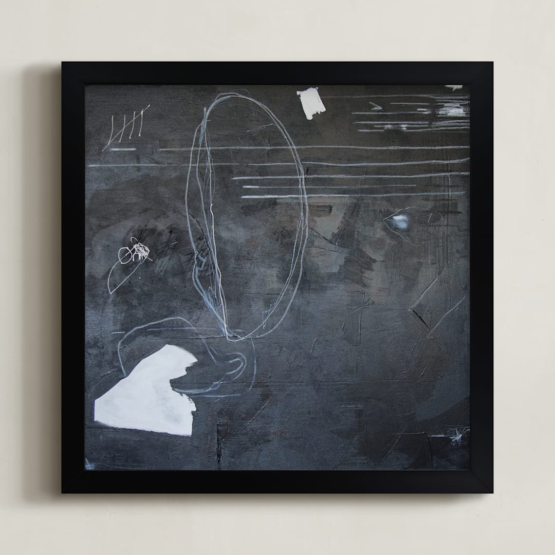 "It's Never Just Black and White" - Art Print in Blue Grey by Jan McCarthy - Framed