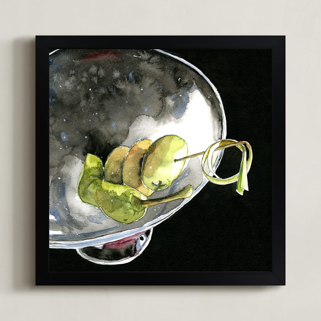 "Martini" - Art Print in Olive Green by Stick and Petal - Framed