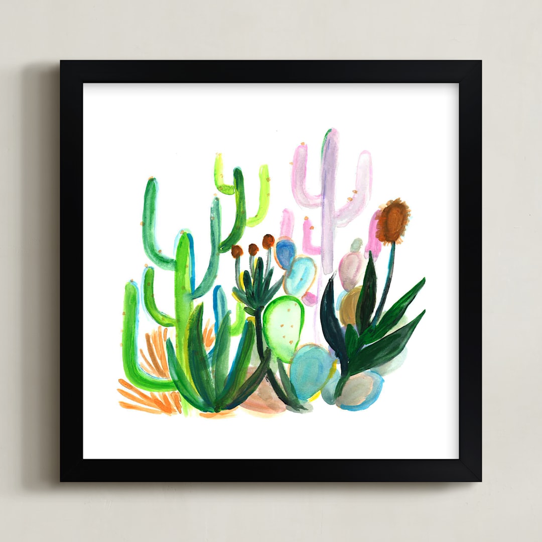 "Desert Jungle" - Art Print in Jungle Green by Holly Royval - Framed