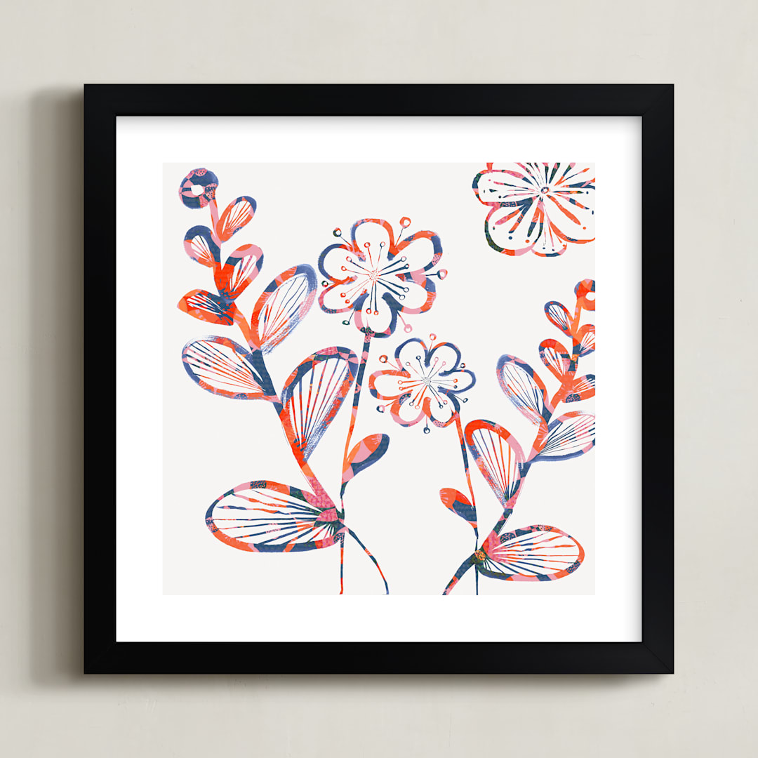 "Flower Power Bloom" - Art Print in Clementine by Bethania Lima - Framed