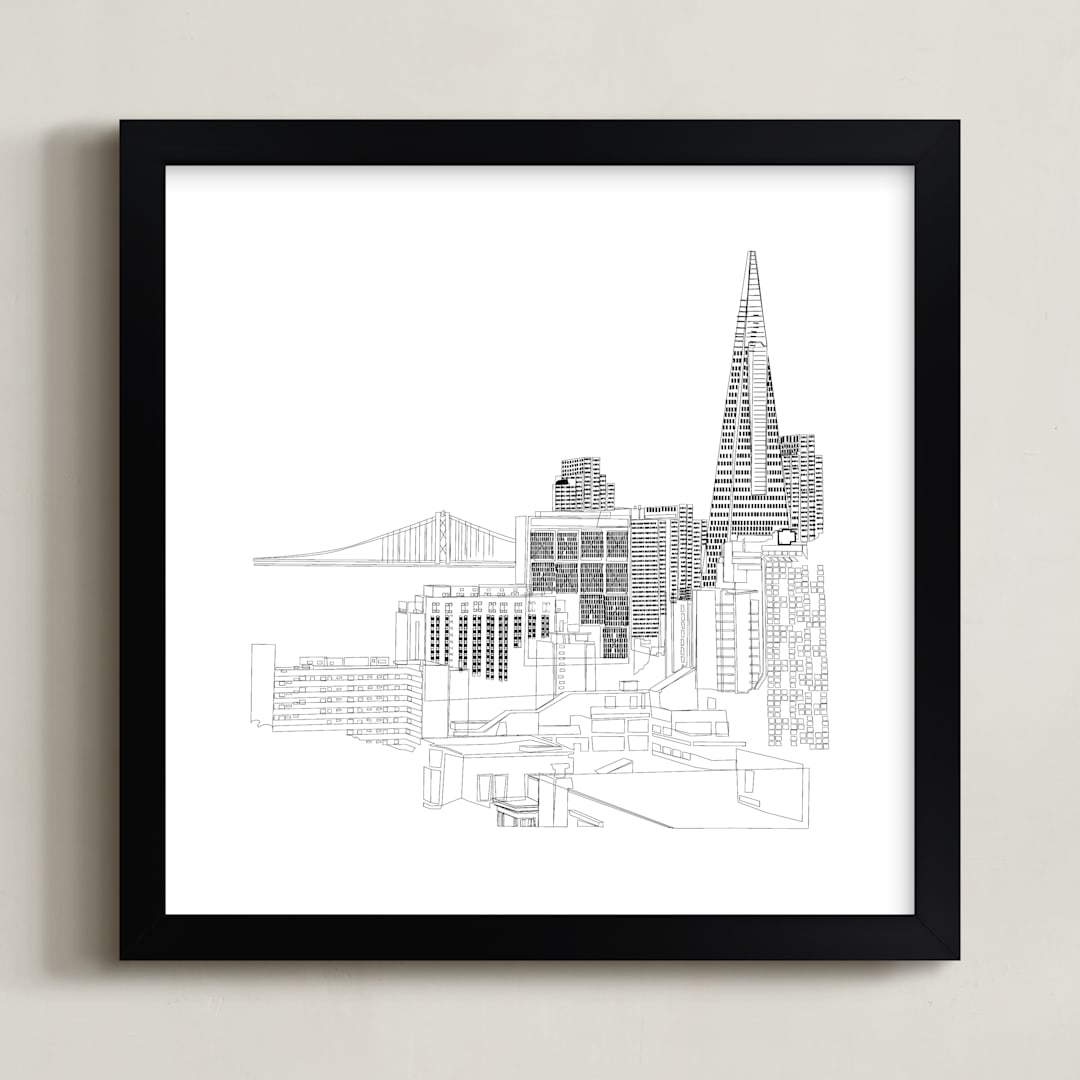 "San Francisco" - Art Print in Jet black by Neeta Sawhney - Framed