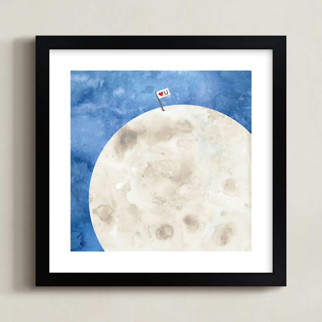 "Moon And Back" - Art Print in Midnight by Lindsay Megahed - Framed