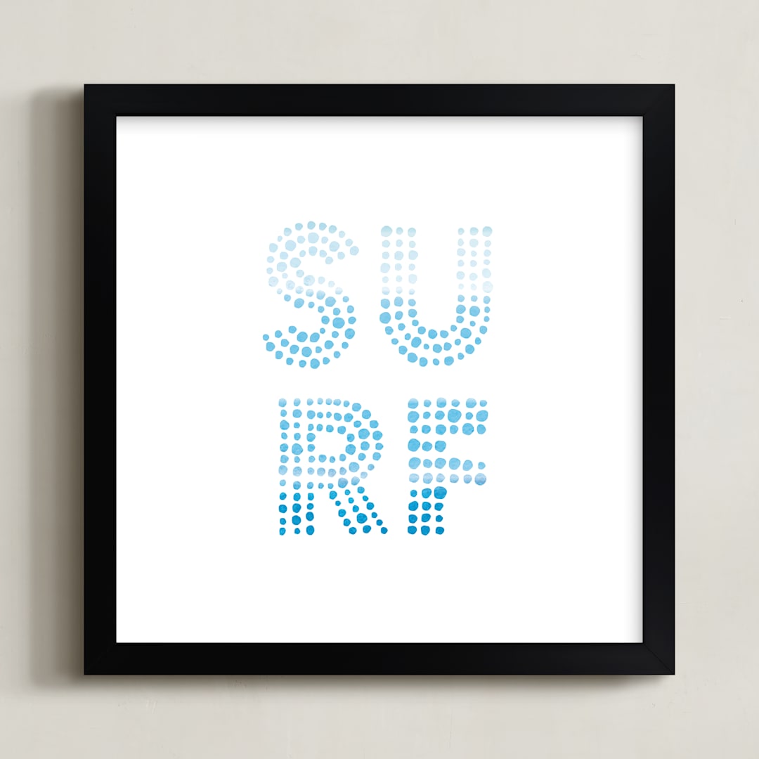 "Surf Shack" - Art Print in Ocean Blue by Rochelle Renee - Framed
