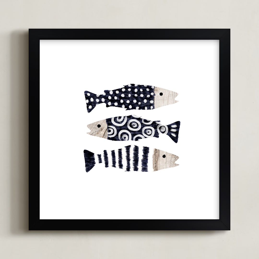 "Wooden Fishes" - Art Print in Lake by iamtanya - Framed