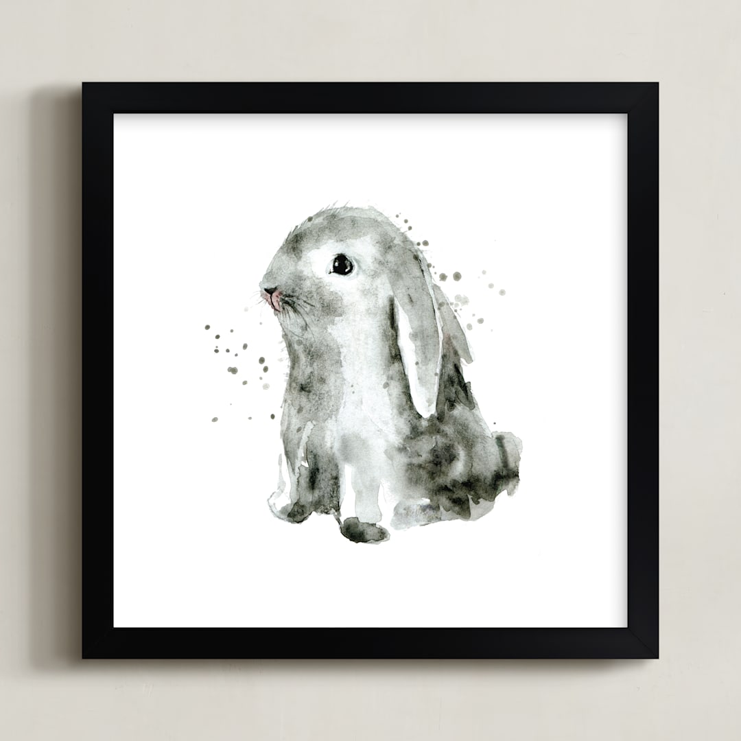 "Bunny1" - Art Print in Cottontail by Lulaloo - Framed