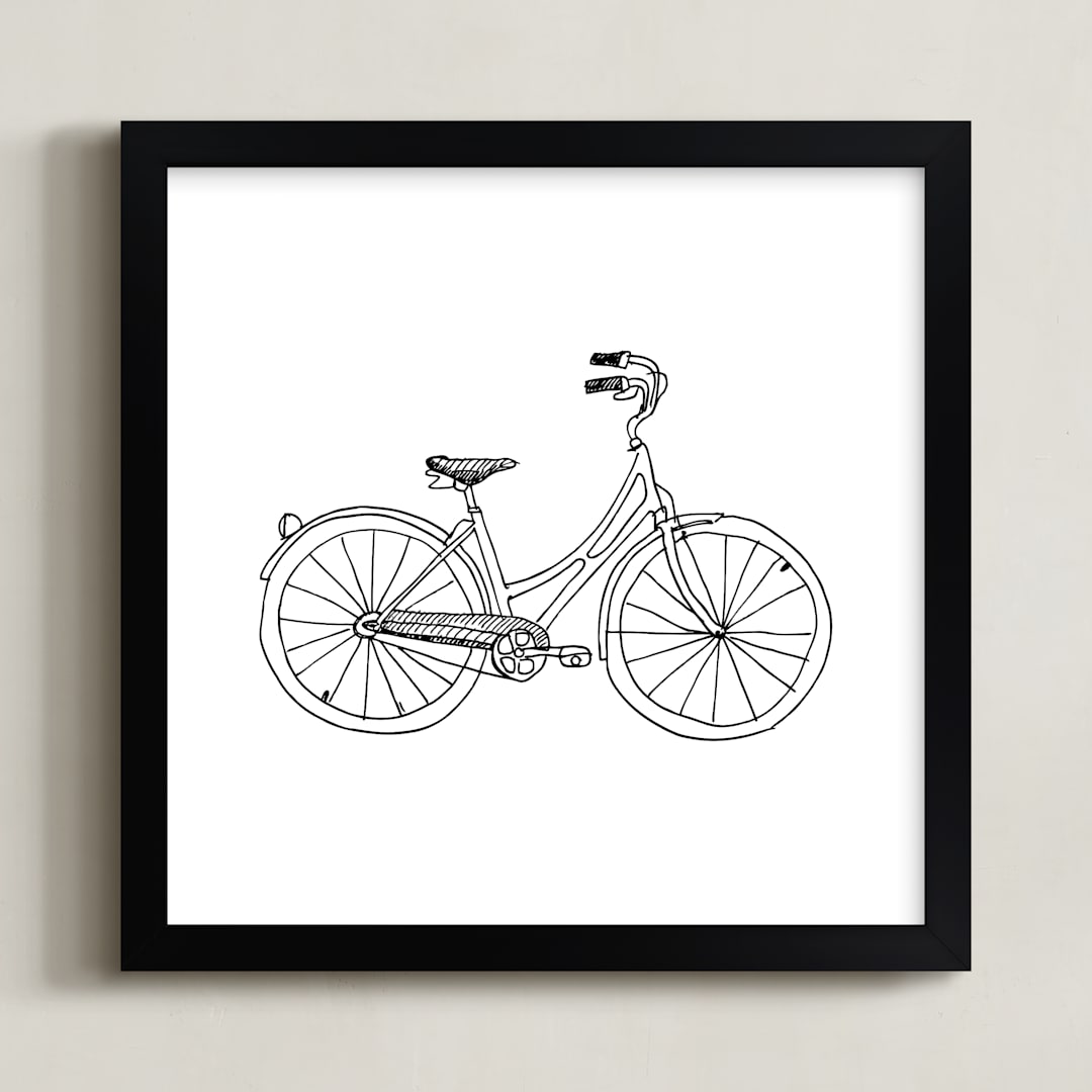 "bicycle" - Art Print in Black by Phrosné Barwood - Framed