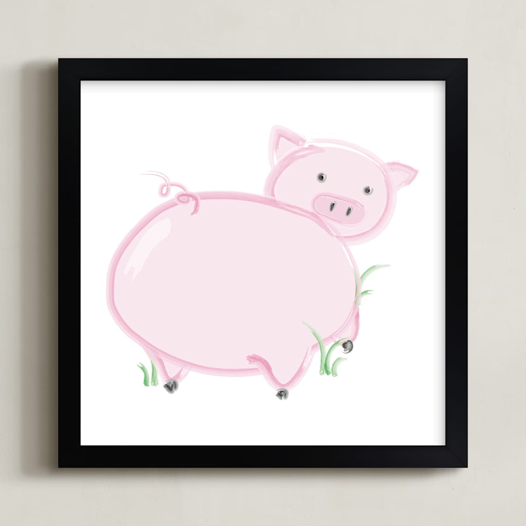 "Piggyback" - Art Print in Hog by kitbee - Framed