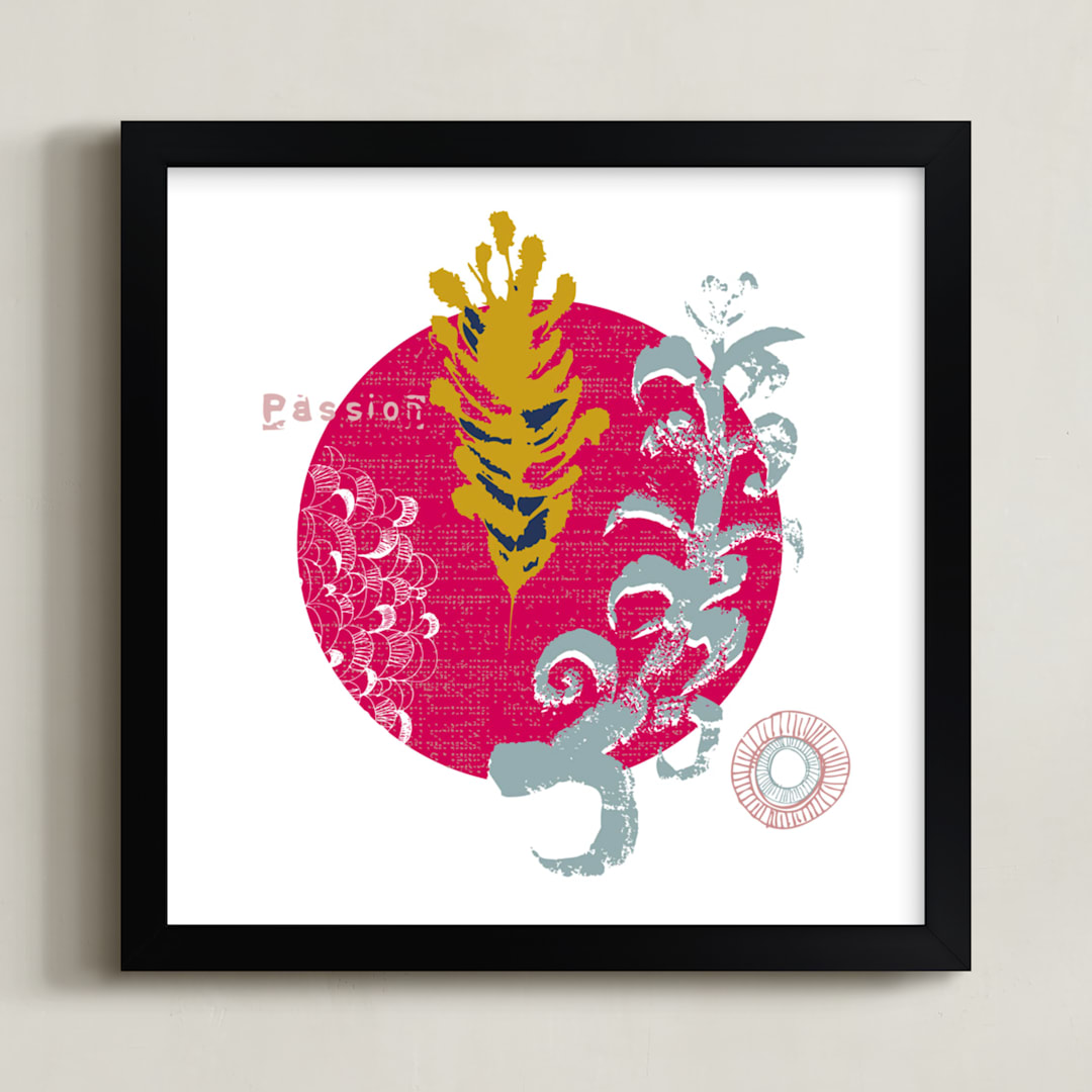 "Essential Garden: Passion" - Art Print in Mustard Shine by Eva Marion - Framed
