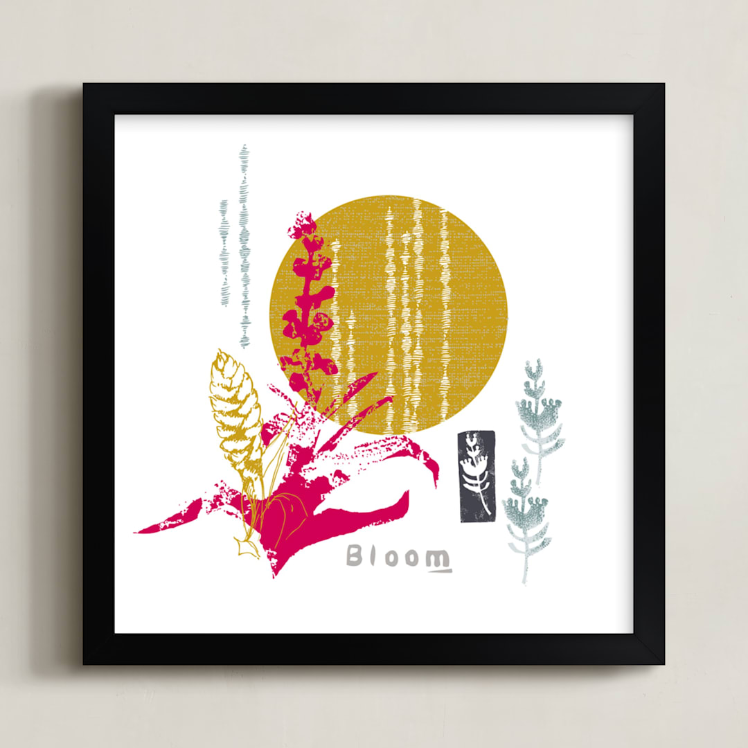"Essential Garden: Bloom" - Art Print in Mustard Shine by Eva Marion - Framed
