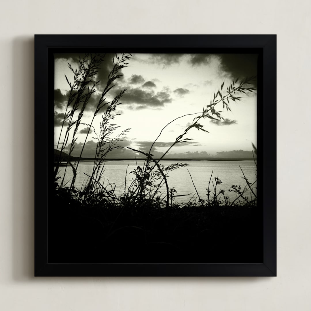 "Galway Bay Noir" - Art Print in noir by Margaret Hine - Framed